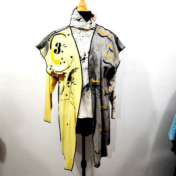 Vintage 90s Christine Gentry Hand painted Knit Mock Neck Top & Vest Set Size M - Picture 1 of 14